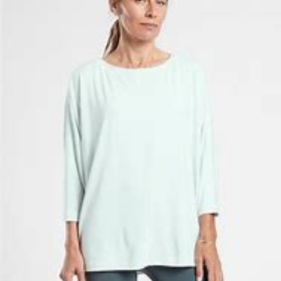 Athleta Relaxed Weekender Top 3/4 Sleeve Batwing Mint Green Size S/M - Picture 10 of 12